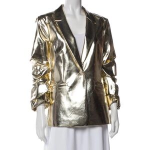 CINQ À SEPT Khloe Metallic Faux Leather Blazer Size 2 NWT